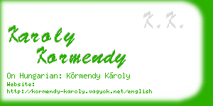 karoly kormendy business card